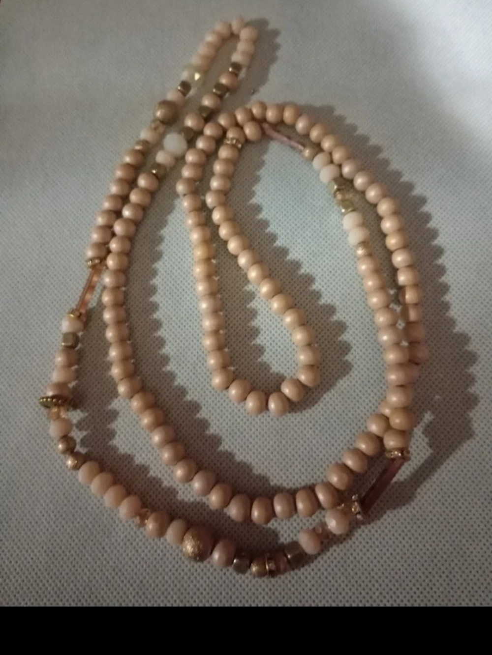 Elegant Nude 44" Beaded Women's Necklace - Neutral  Tone